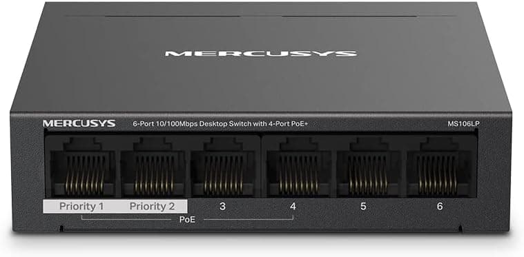 Mercusys MS106LP, 6-Port 10/100Mbps Desktop Switch with 4-Port PoE+
