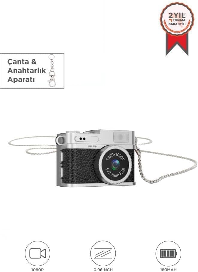 Mini Dijital Kamera Selfie Video Vlog Kamerası Mini Anahtarlık 1080P CMR35 Siyah · Siyah