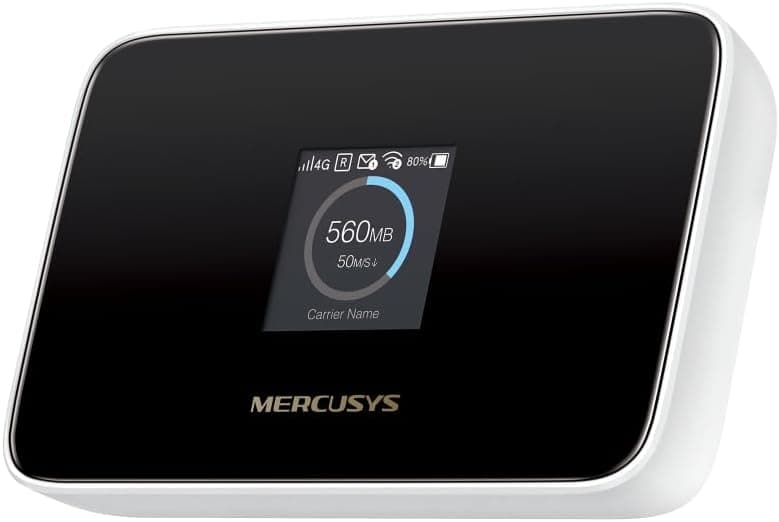 Mercusys MT115 | 4G LTE Mobil Wi-Fi 6 Taşınabilir Modem | 150 Mbps 4G Hızı | 2400 mAh Pil ile 10 Saat Kullanım | Bilgi Ekranlı | 10 Cihaz Desteği | SIM Girişli Cep Wi-Fi | Mercusys App Kontrol