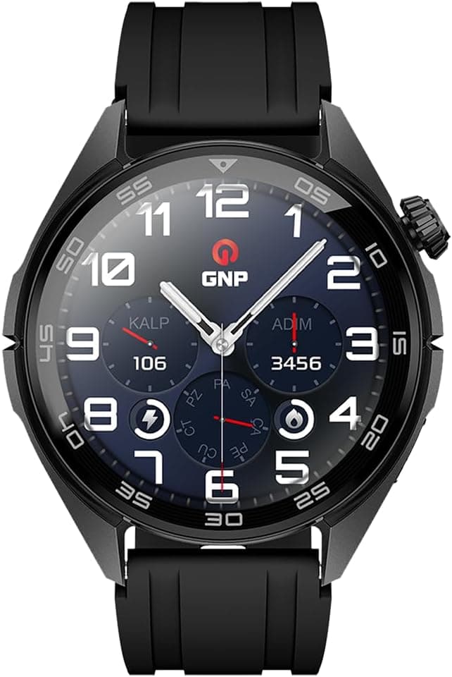 Fitness Takibi, Spor, Sağlık ve Kalp Hızı Takibi için GNP G-Watch Akıllı Saat, Siyah