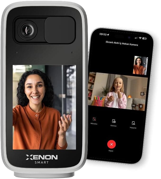 Xenon Smart Ev Kamerası (Ekranlı) | 2.5K 4MP Mobil Kontrol WiFi 360° Hareket Takip Bebek Kamerası X7208