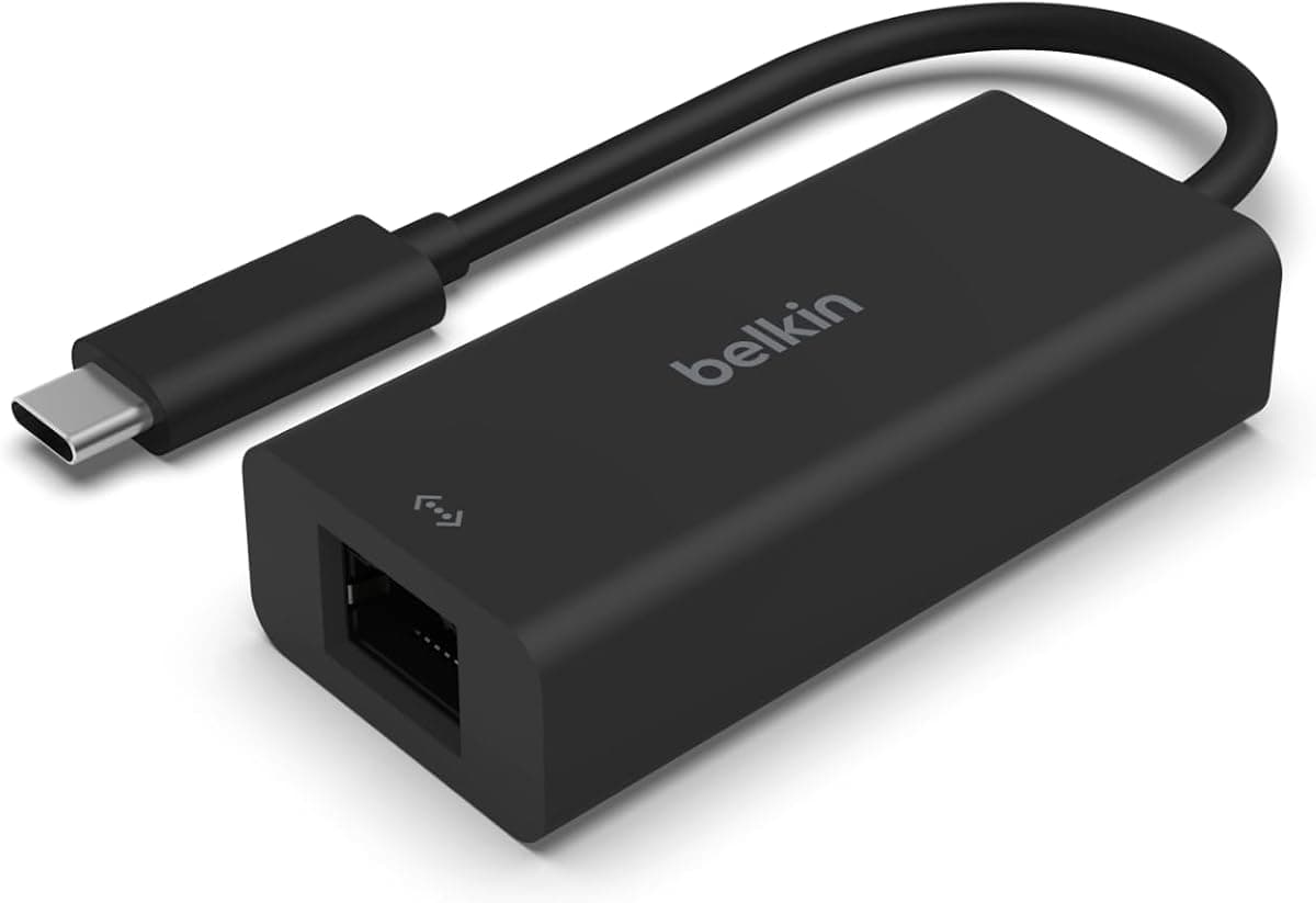 Belkin USB Type-C 2.5 GB Ethernet Adaptörü, USB, Thunderbolt 3 ve 4, LAN Ağ Adaptörü, MacBook Pro/Air, iPad Pro, XPS, Surface ve Diğer USB-C Aygıtlarıyla Uyumlu