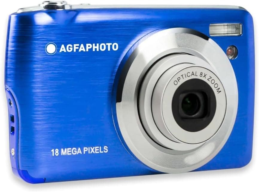 AgfaPhoto Fotoğraf Makinesi Realishot DC8200 – dijital kamera kompakt kamera (18 MP, Full HD, 2,7 inç LCD ekran, 8 x optik zoom, lityum pil ve SD kart 16 GB (Dark_Blue)