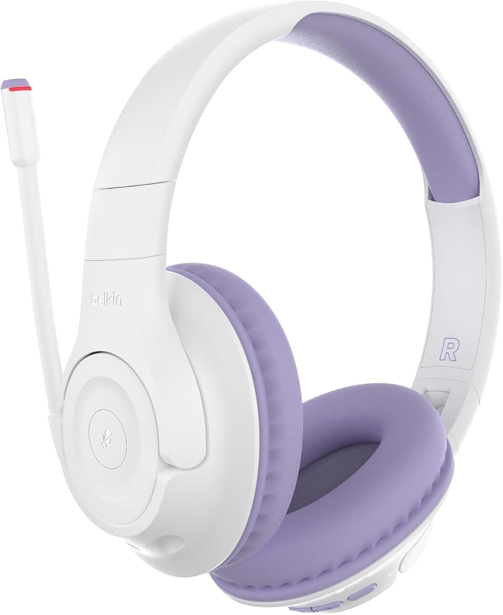 Belkin SoundForm Inspire Kablosuz Kulak Üstü Kulaklık Çocuklar İçin, Çevrimiçi Öğrenme ve Dahili Mikrofonla Seyahat - iPhone, iPad, Galaxy ve Daha Fazlasıyla Uyumlu