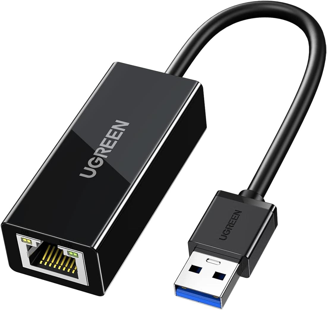 Ugreen USB 3.0 to RJ45 Gigabit Ethernet Dönüştürücü Adaptör Siyah | Dizüstü Bilgisayar, Anahtar, MacBook Pro, Air, Mac OS, Windows, Linux, Chrome OS için Ağ Adaptörü, Siyah