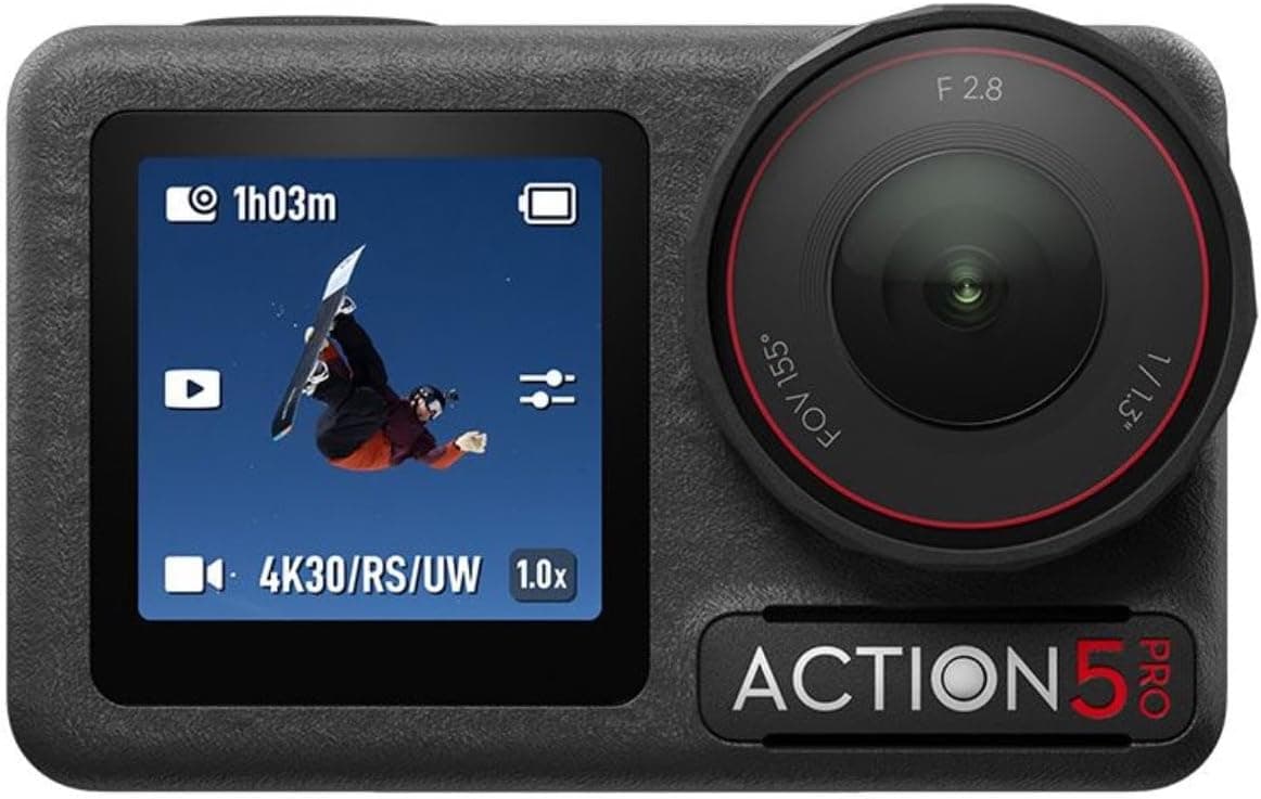 DJI Osmo Action 5 Pro Pack Standart: Spor Kamerası, Sensör 1/1.3 inç, Video 4K/120 fps, Lens Takip, Stabilizasyon, 2 OLED Dokunmatik Ekran, Spor ve Vlog'lar için 4K Aksiyon Kamerası