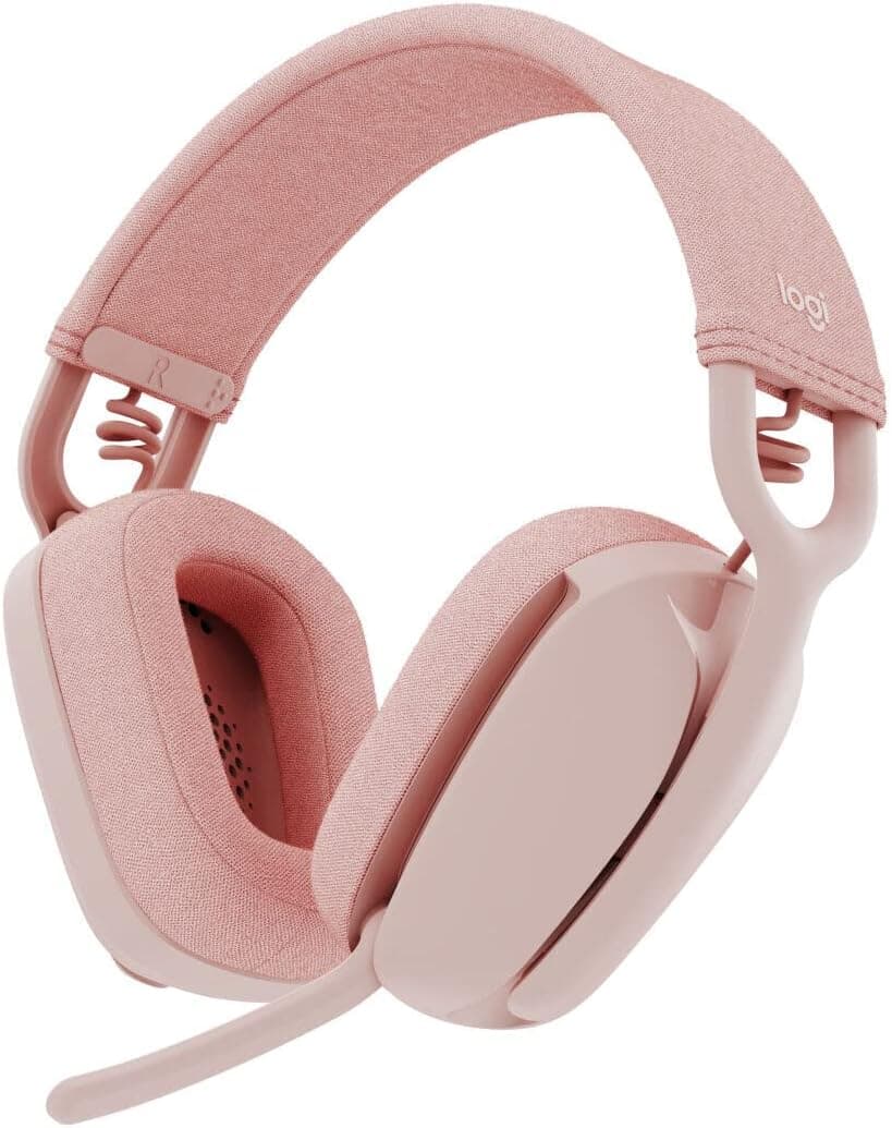 Logitech Zone Vibe 100 Kablosuz Kulak Üstü Kulaklık, Gürültü Önleyici Mikrofon, Pembe