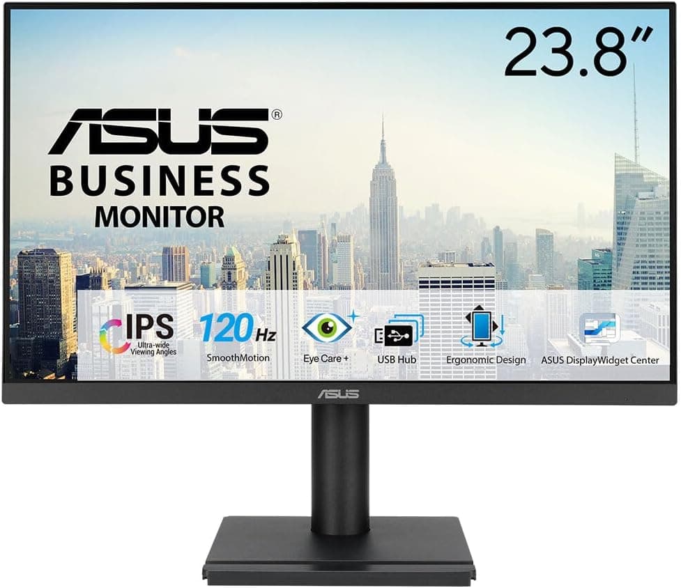 ASUS VA249QGS 24 İnç 1080p 120Hz IPS Eye Care Monitör | Mavi Işık Filtresi, Adaptive Sync, Çerçevesiz, 1ms, Ergonomik Stant, VESA Duvara Montaj, Ev Ofisi için