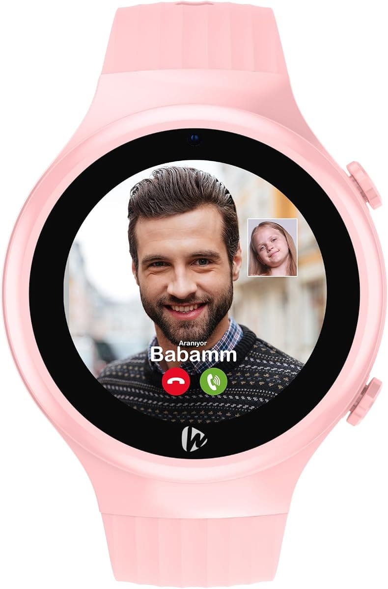 Wiky Watch 5S Çocuk Akıllı Saat - Görüntülü Arama, Gps, Sos, Sağlık Takibi, Nabız Ölçer, Spo2Ölçer, Adımsayar, Güvenli Alan, Gorilla Glass Dokunmatik Ekran, Güvenli Liste, IP67 Suya Dayanıklı (Pembe)