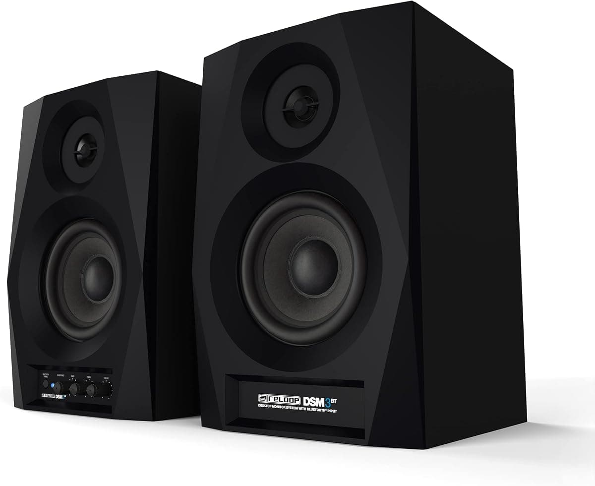 Reloop DSM-3 BT | Çift | 3 inç 2x 20W 2-Yollu Bluetooth Özellikli Aktif Stüdyo Referans & DJ Monitörü | Hoparlörü
