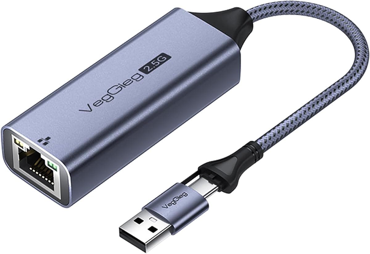 VegGieg USB-A ve Type-C 2.5G Gigabit Ethernet Dönüştürücü Adaptör