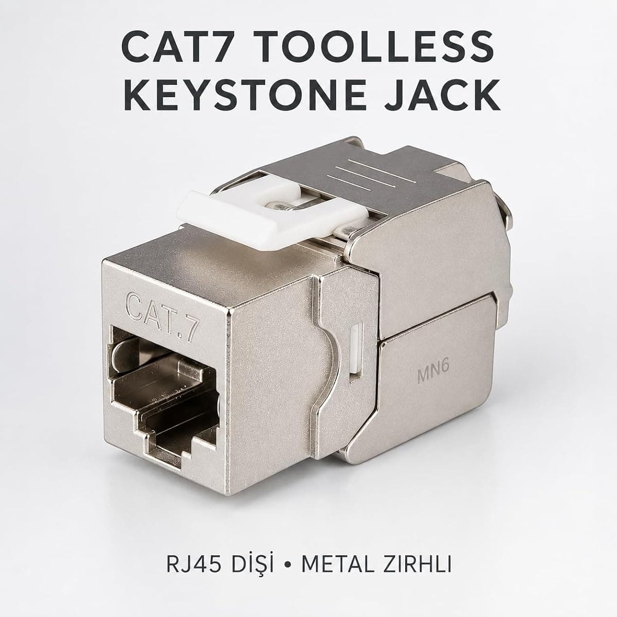 MN6 MN118X CAT7 Keystone Jack RJ45 Dişi Modül Aletsiz, 2 Adet | Metal Zırhlı Ftp Stp 10GBPS 600MHZ