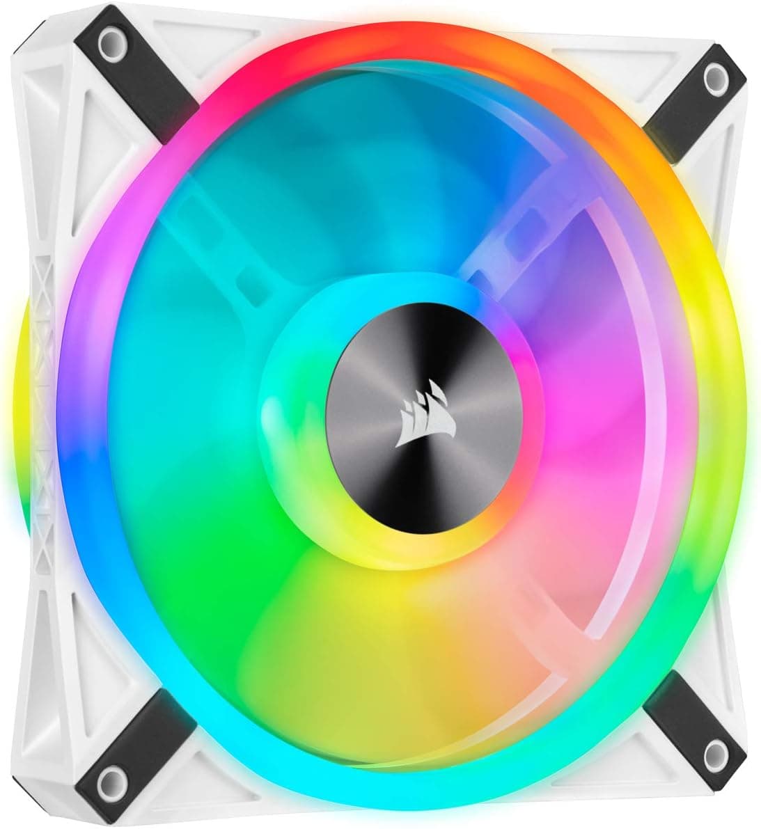 Corsair iCUE QL140 RGB, 140 mm x 25mm RGB LED PWM Fan (Maksimum hız 1250 RPM'ye kadar)- tek ünite, Beyaz