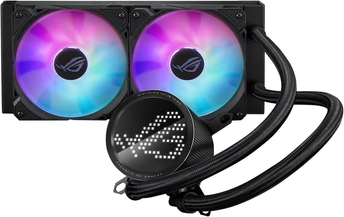 Asus ROG Ryuo III 240 ARGB 240mm İşlemci Sıvı Soğutucu | Anıme Matrıx LED Ekran AURA Sync RGB 120mm*2 Adreslenebilir RGB Fan CPU Soğutucusu 6 Yıl Garanti