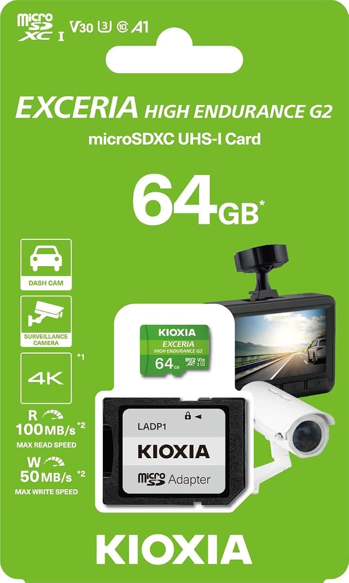 KIOXIA EXCERIA HIGH ENDURANCE G2 64GB microSDXC Hafıza Kartı – UHS-I U3 V30 C10 A1 · 64 GB