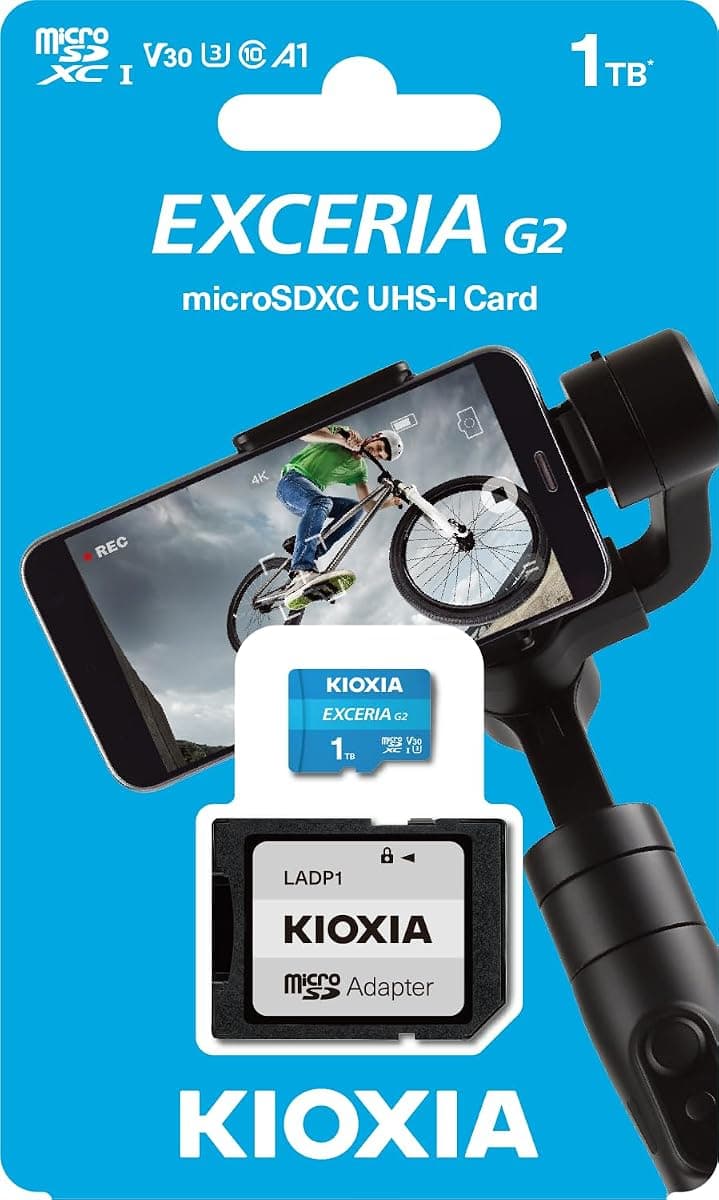 KIOXIA EXCERIA G2 1TB microSDXC Hafıza Kartı – UHS-I U3 V30 C10 A1 · 1 TB