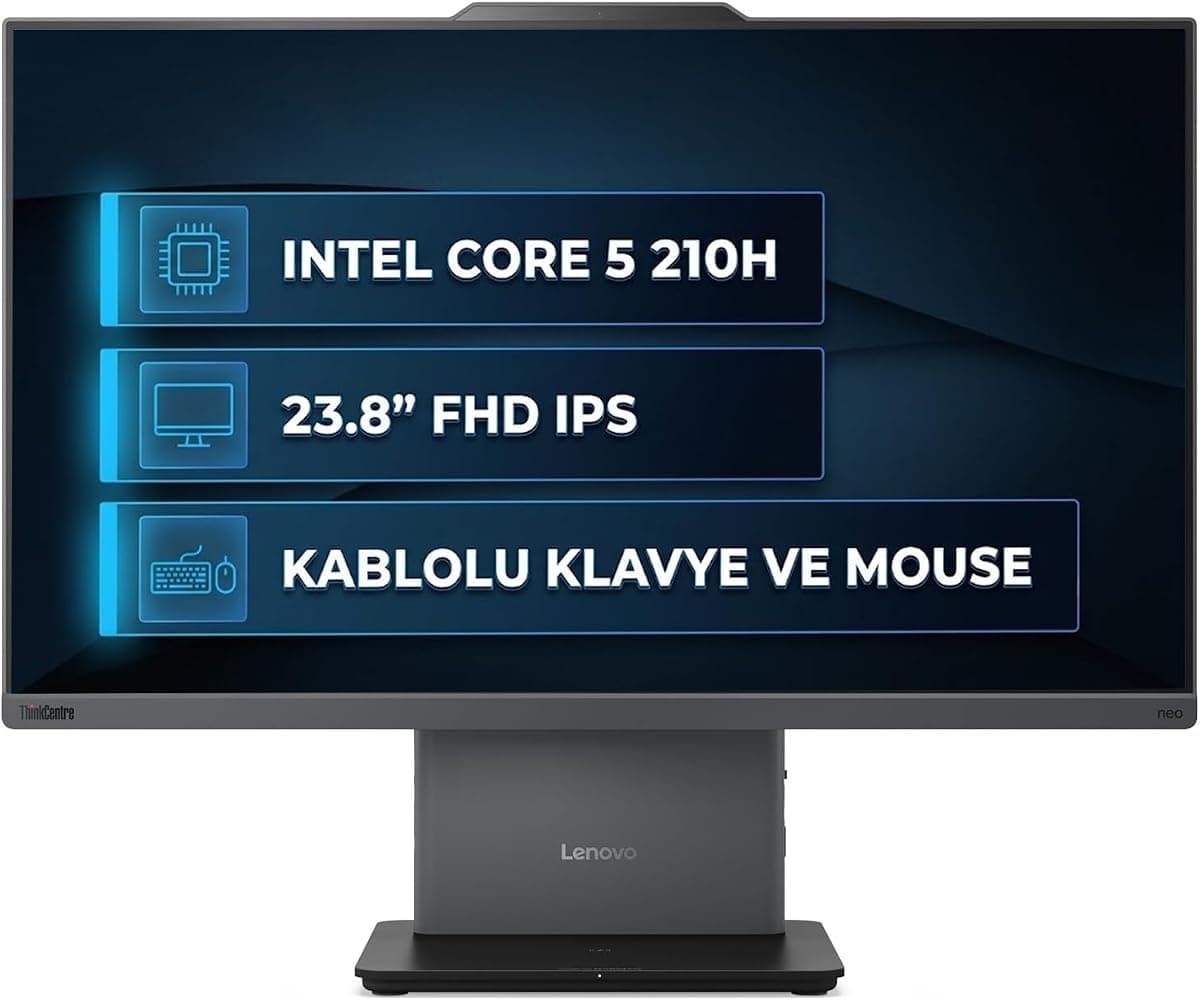 Lenovo ThinkCentre Neo 50a 24 Gen 5 Intel Core 5 210H 32GB 512GB SSD 23.8" FHD Freedos All In One Pc 12SC004GTR 001