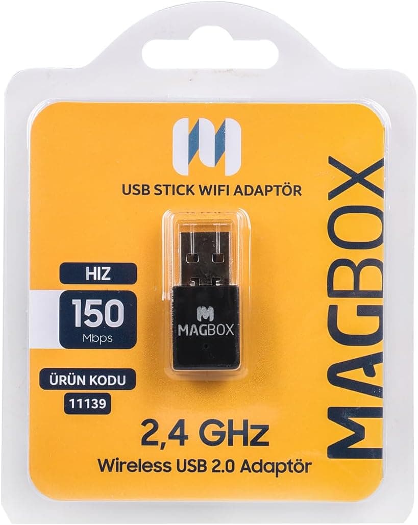 Mini Usb Stick Wifi Adaptör, 7601 Chipset, 2.4GHz, 150 Mbps, HD Uydu Alıcı Uyumlu Usb Stick Wifi Adaptör, 802.11N, Magbox
