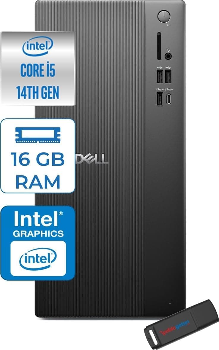 Dell Tower ECT1250 Intel Core I5 14400 16GB Ddr5 512GB SSD UHD Graphics 730 WIN11PRO Kurumsal Masaüstü Bilgisayar ECT125014P01 + Zettausb