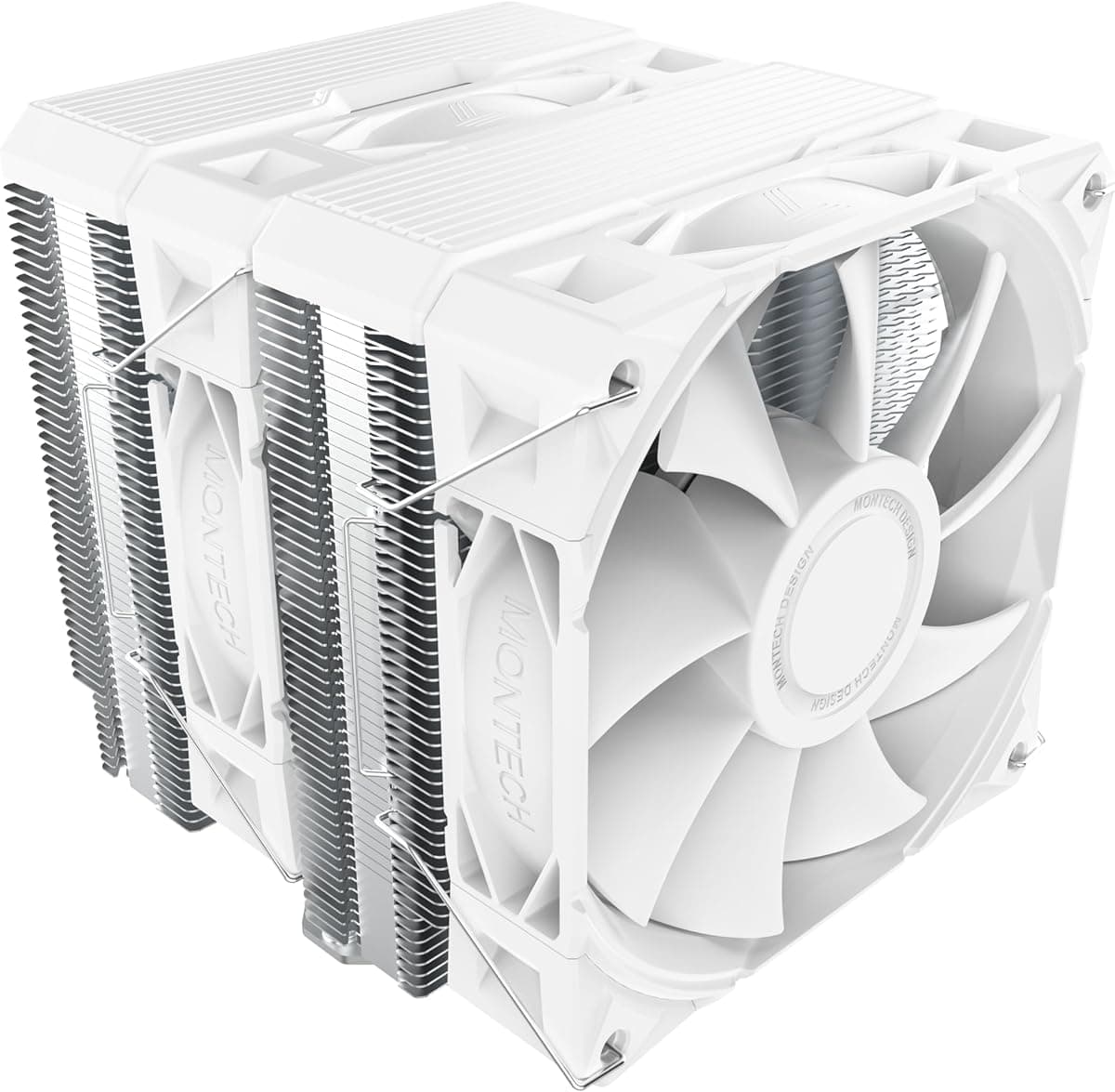 MONTECH NX600 6 Isı Borulu Çift Kule CPU Hava Soğutucu 28mm E28 PWM Premium Fan Lehimli Bakır Taban Tüm Intel ve AMD Soket Desteği Beyaz · Beyaz