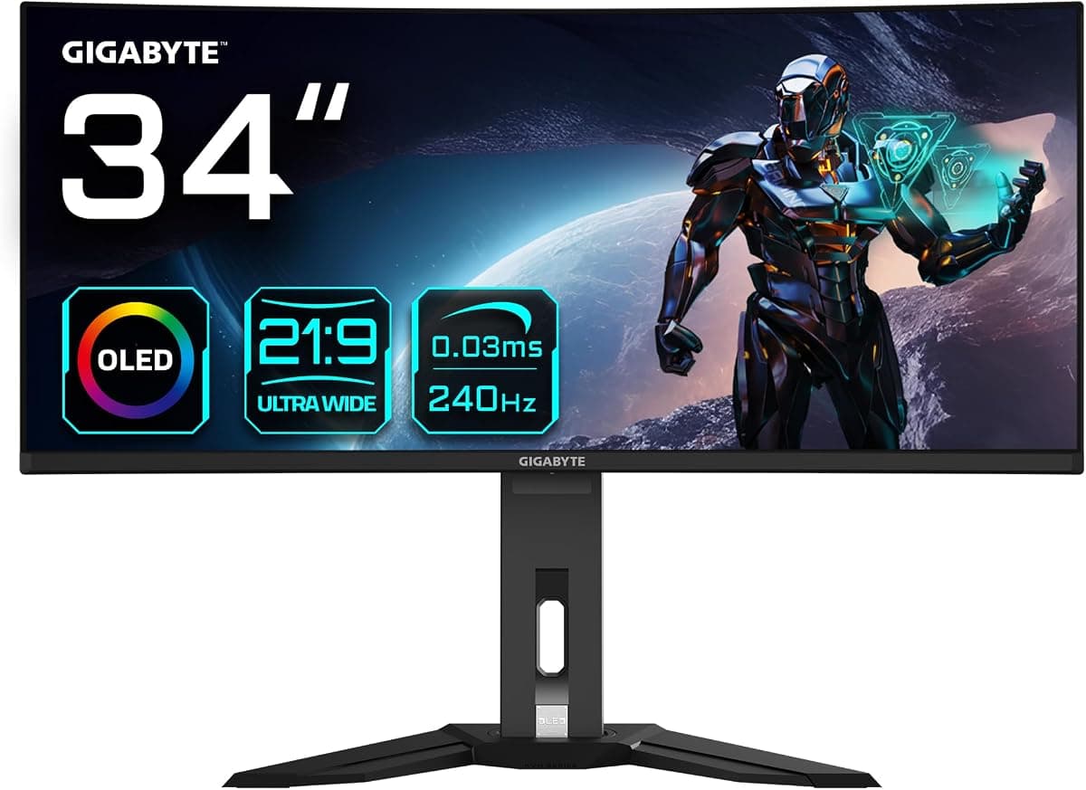 GIGABYTE MO34WQC2 34" OLED WQHD 3440x1440 240Hz 0.03ms FreeSync Premium Pro, HDR400, HDMI 2.1, DP, KVM, Kavisli Gaming Monitör
