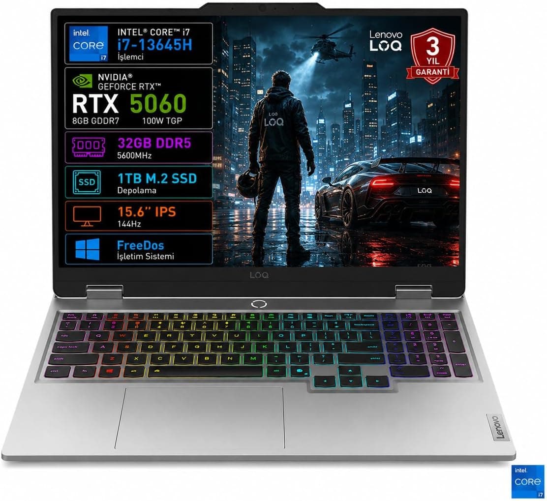 Lenovo LOQ i7-13645HX 16GB 1TB SSD 15.6" FHD 144Hz RTX 5060 8GB GDDR7 FreeDOS 83JE01BETR