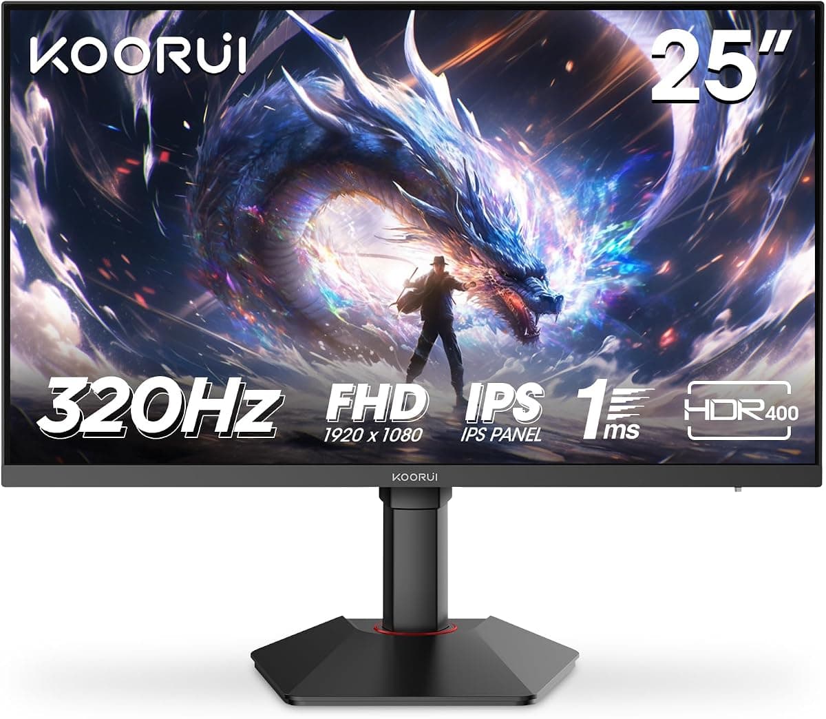 Koorui G2511E 24.5 İnç Monitör, 320Hz E-Spor Monitörü, IPS FHD 1080p, Adaptive-Sync, 2x HDMI 2.0 + DP 1.4,%99 sRGB, Profesyonel Oyun Monitörler