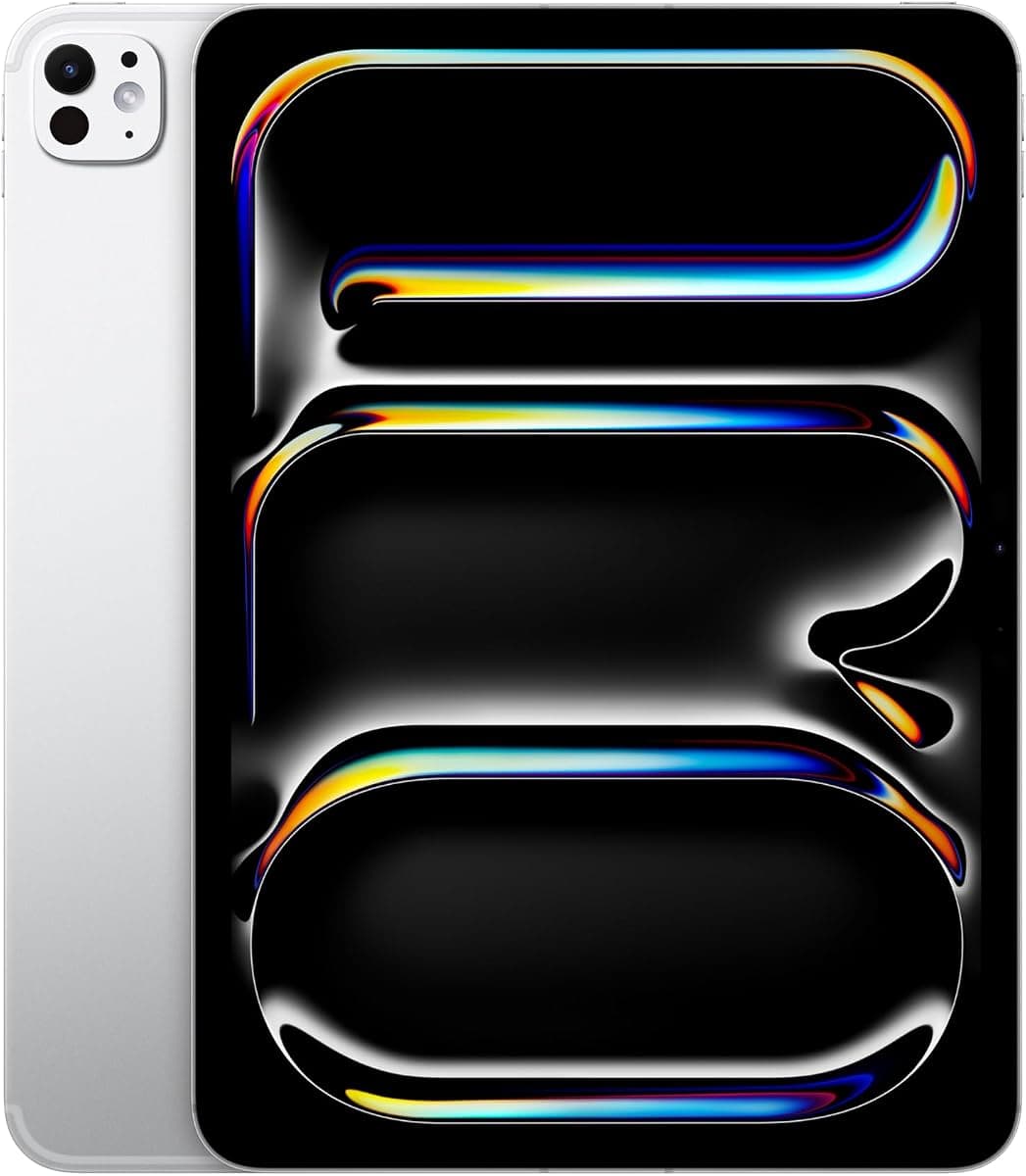 Apple iPad Pro 11 inç, M4 çip ile: Ultra Retina XDR Ekran, 1 TB, 12 MP Ön/Arka Kamera, LiDAR Tarayıcısı, Wi-Fi 6E + hücresel bağlantı, Face ID, Tüm Gün Süren Pil Ömrü — Gümüş Rengi
