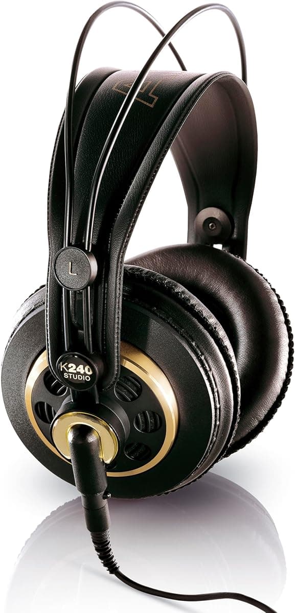 AKG K240 Studio profesyonel, yarı açık kulak üstü kulaklık | Karıştırma, mastering ve oynatma için Varimotion diyaframlı ve 55 Ohm empedanslı XXL dönüştürücüler