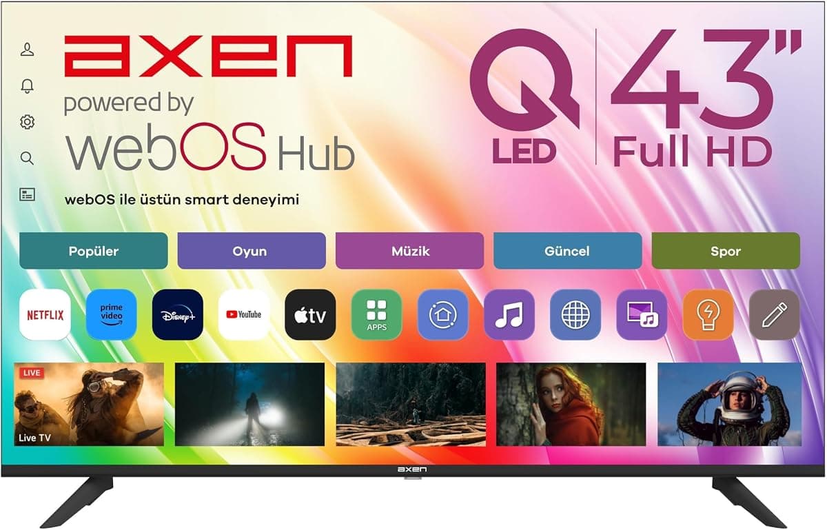 Axen AX43QFMLN-W02S 43” Frameless Full HD WebOS Smart QLED TV [Enerji Sınıfı E]