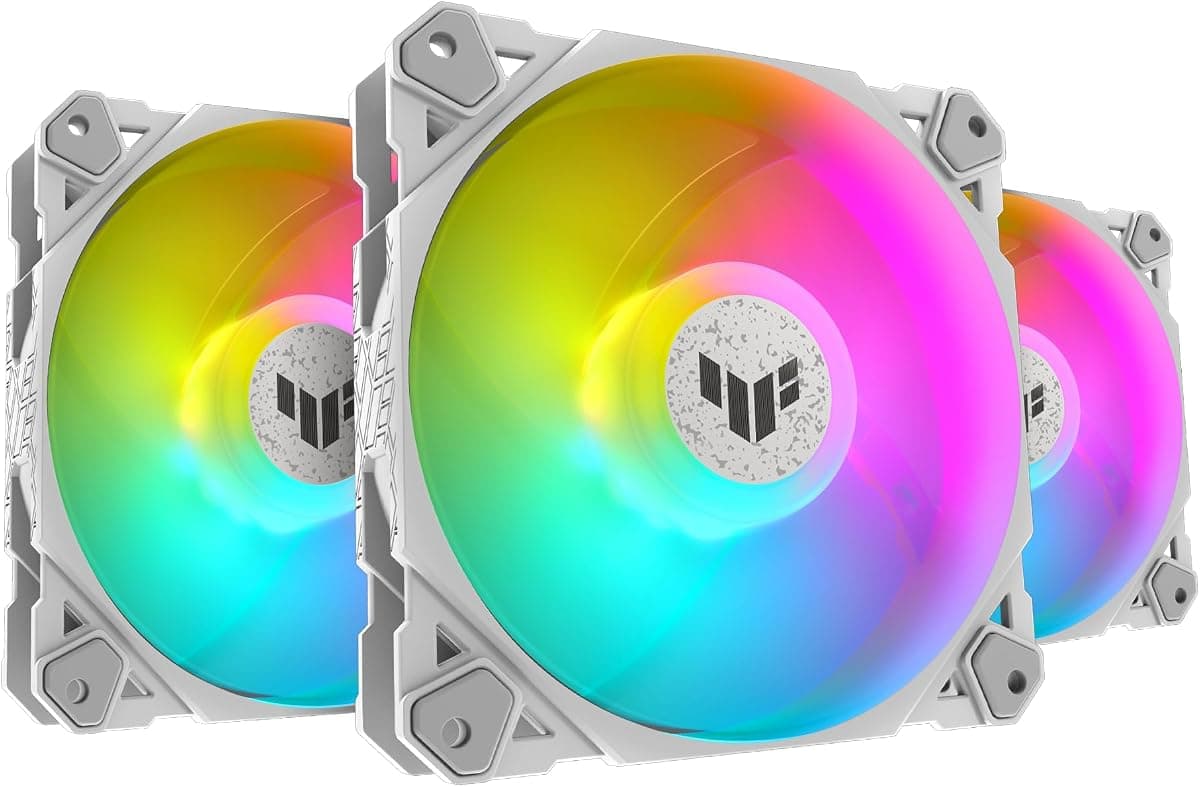ASUS TUF Gaming TF120 ARGB Beyaz Fan Üçlü Paket | 120mm ARGB Aydınlatmalı Kasa Fanı, Üçlü Paket, Beyaz
