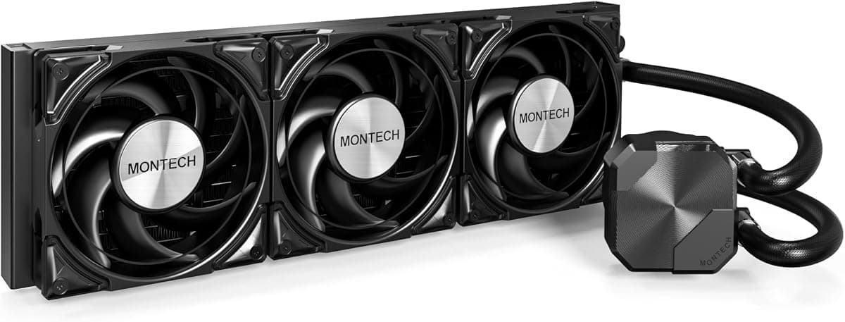 MONTECH HyperFlow Silent 360 Siyah – Ultra Sessiz AIO Sıvı CPU Soğutucu, 3100 RPM Pompa, Üçlü Sessiz Fan, Üstün Isı Dağılımı için Yüksek Verimli Radyatör, Intel ve AMD Uyumlu, ARGB-Free