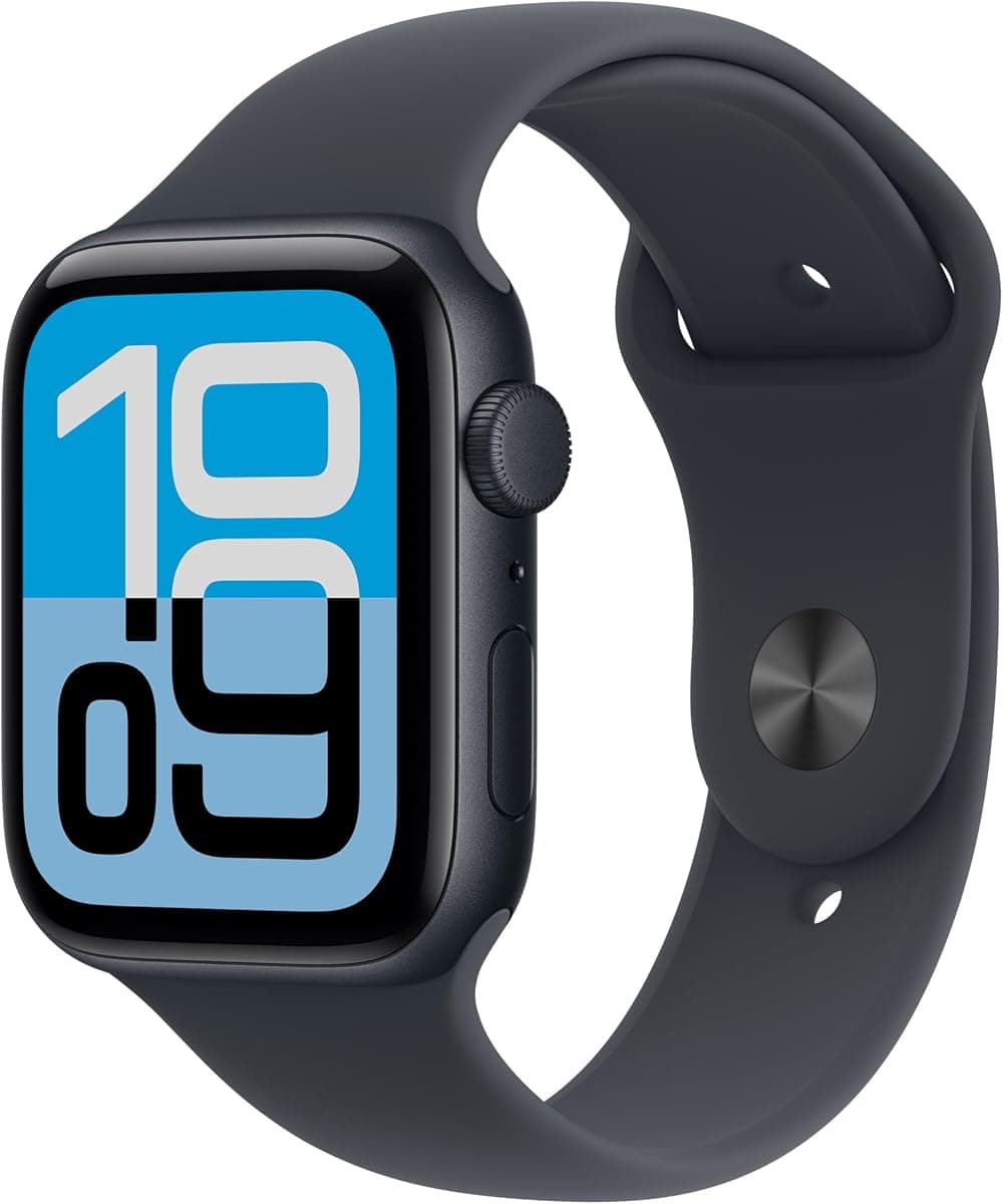 Apple Watch SE 3 GPS 44 mm Gece Yarısı Alüminyum Kasa Akıllı Saat ve Gece Yarısı Spor Kordon - S/M. Fitness ve Uyku Takibi, Kalp Atış Hızı Takibi, Hep Açık Ekran, Suya Dayanıklı Tasarım