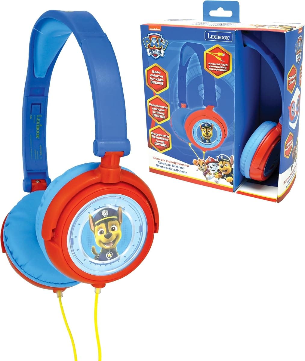 Lexibook Paw Patrol Chase Marshall Stereo Kulaklık, Sınırlı Ses Gücü, Katlanabilir ve Ayarlanabilir, Mavi/Kırmızı, HP015PA