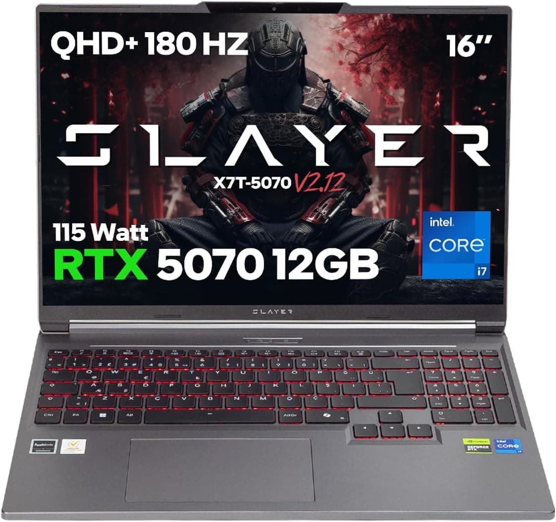 Game Garaj Slayer X7T-5070 V2.12 C2 Intel Core i7 14650HX 32GB RAM 1TB SSD RTX5070 16" 180Hz QHD+ IPS FreeDOS Gaming Laptop · 32 GB · 16 inç