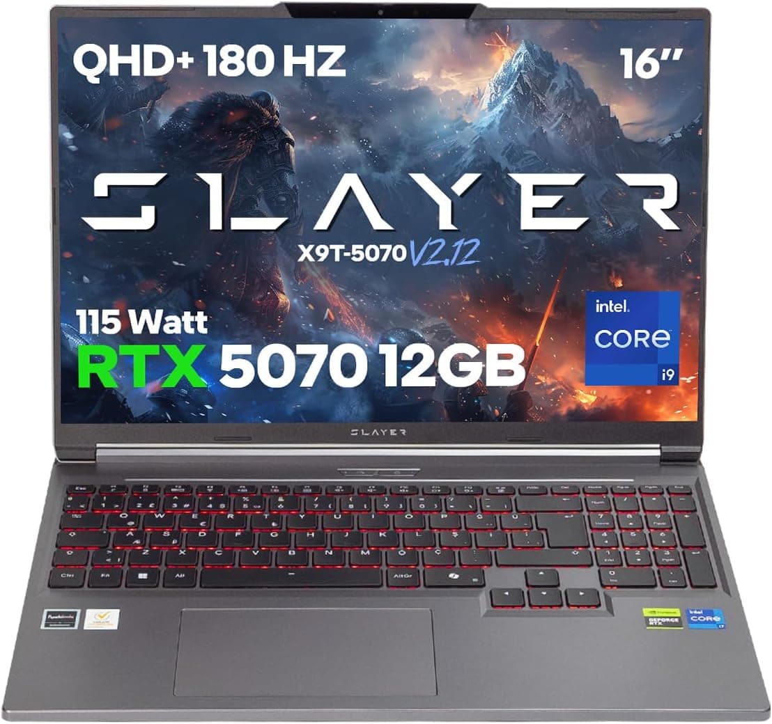 Game Garaj Slayer X9T-5070 V2.12 C3 Intel Core i9 14900HX 64GB RAM 2TB SSD RTX5070 16" 180Hz QHD+ IPS FreeDOS Gaming Laptop