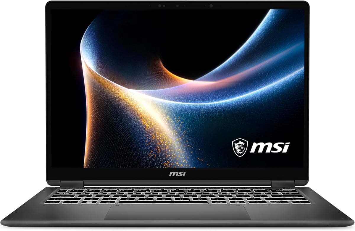 MSI PRESTIGE 14 FLIP AI+ D3MTG-038TR Dizüstü Bilgisayar, Intel Core ULTRA 9 386H, 14.0 FHD+ OLED TOUCH, 32GB RAM LPDDR5X, UMA, 2TB SSD, W11
