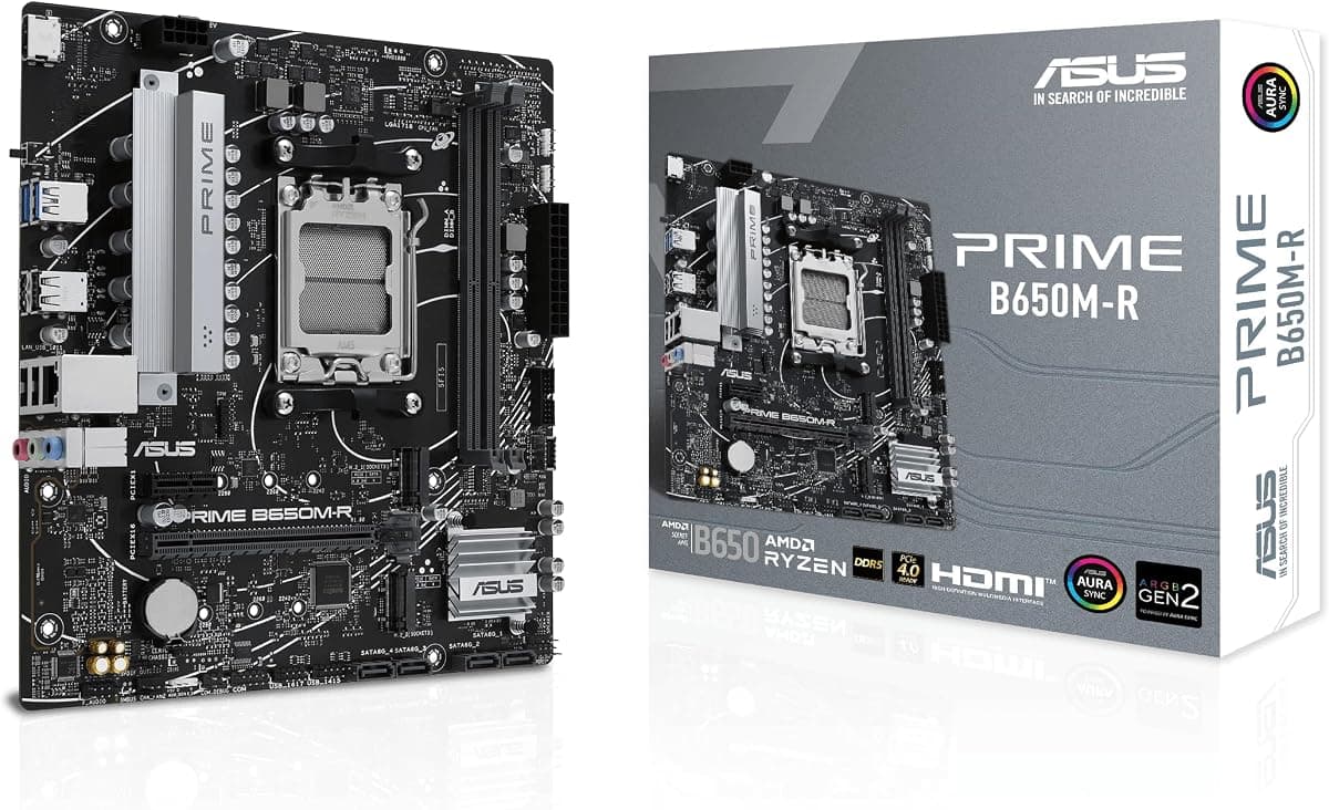 Asus Prime B650M-R AMD B650 AM5 Soket DDR5 7200+(OC) MHz mATX Anakart | AMD B650 AM5 DDR5 7200 HDMI 2x M.2 USB3.2 AURA RGB 2.5Gbit LAN mATX 96GB’a Kadar RAM Desteği, 5X Protection III