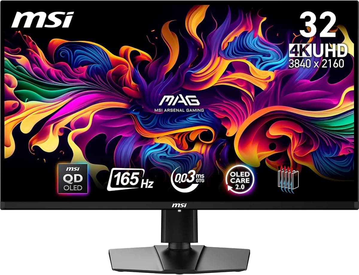 MSI 31.5" MAG 321UP QD-OLED Gaming Monitör, UHD, 16:9, Flat, QD-OLED, 165Hz, 0.03ms GTG Freesync Premium PRO