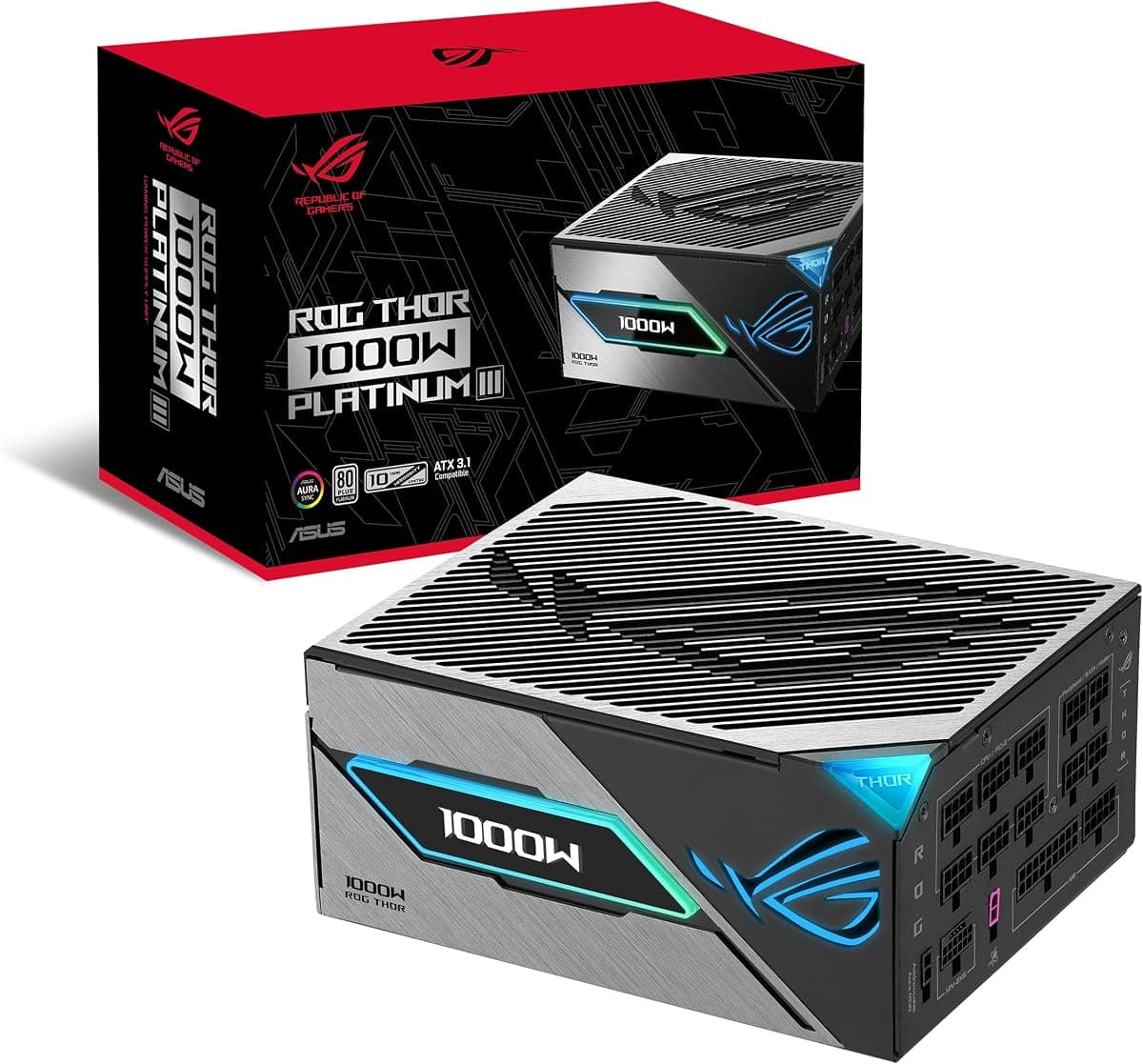 ROG-THOR-1000P3-GAMING | 80 PLUS & Cybenetics Platinum, Tam Modüler, ATX 3.1, PCIe 5.1, OLED Ekran, GaN MOSFET, GPU Öncelikli IVS, 10-Yıl Garanti