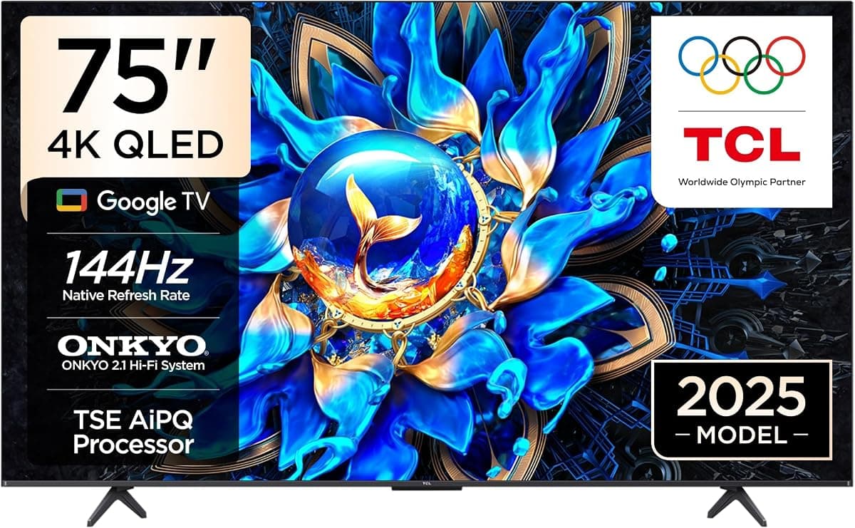 TCL 75 inç Akıllı TV 75T8C 4K QLED Renkli Quantum Crystal HDR10+ Oyun Google TV · 75 inç