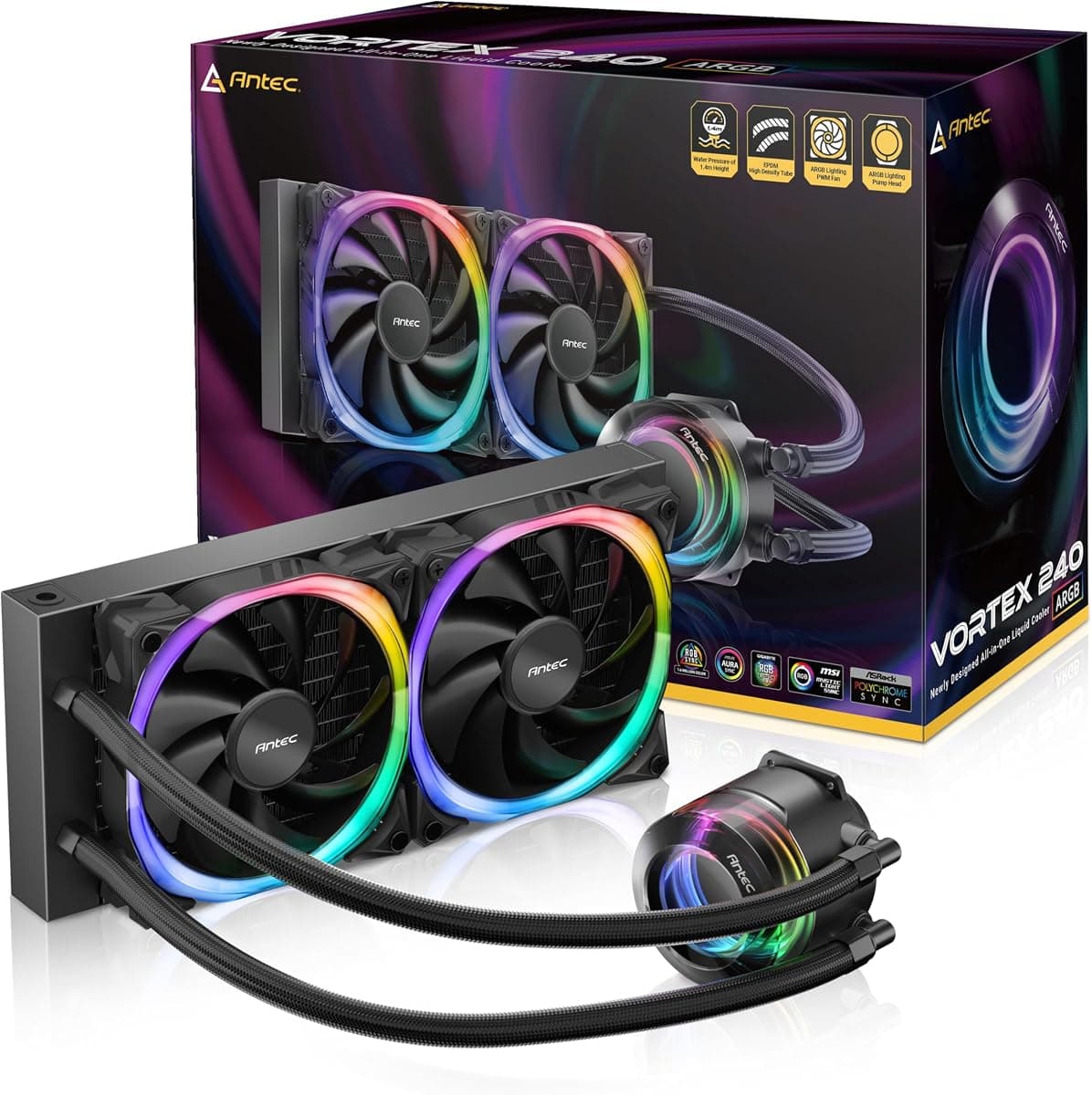Antec Vortex 240 ARGB 240mm AIO Sıvı İşlemci Soğutucu · Siyah